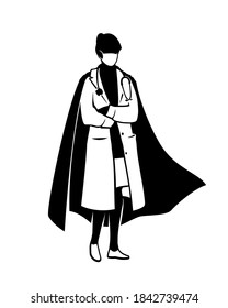Medical doctor with superhero cape - isolated vector illustration
