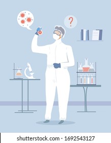 Medical doctor tests in  laboratory. Diagnose checking coronavirus or covid-19  result.