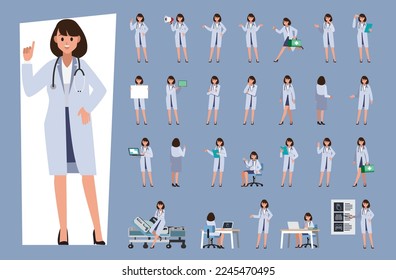 Medical  and  doctor ,Vector illustration cartoon character set