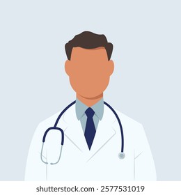 Medical doctor in white coat. Doctor male icon. Vector illustration