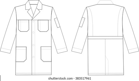 Medical doctor working cooking coat. Fashion sketch illustration