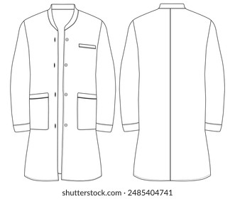 Medical doctor working robe. Fashion sketch illustration vector line art outline cort blazer collection