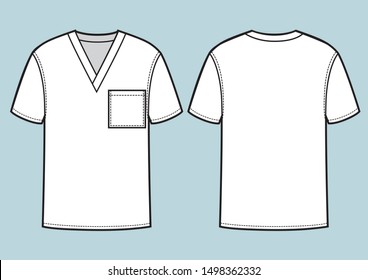 Medical doctor working shirt. Fashion sketch illustration