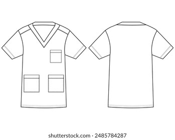 Medical doctor working V-neck t-shirt vector illustration
