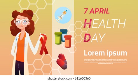 Medical Doctor World Health Day 7 April Global Holiday Concept Flat Vector Illustration