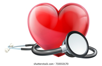 A medical doctors stethoscope and a heart icon 