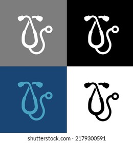 Medical doctor's stethoscope vector icon logo isolated.