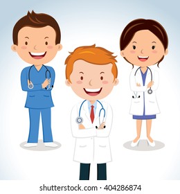 Medical doctors. Vector illustration of senior doctors.