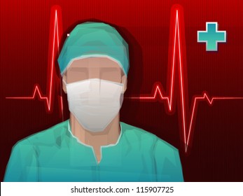 Medical Doctor/Surgeon Vector Background with Heartbeat