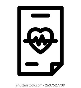 Medical document with a heart and heartbeat line icon for representing healthcare or a health report This is suitable for illustrating medical concepts