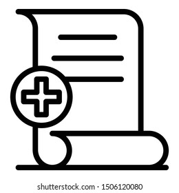 Medical document icon. Outline medical document vector icon for web design isolated on white background