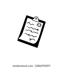 Icono de documento médico. icono de papel Símbolo aislado estetoscopio sobre fondo blanco. Ilustración del vector