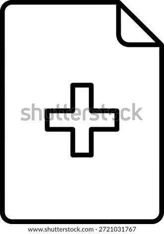 Medical document icon with plus sign
