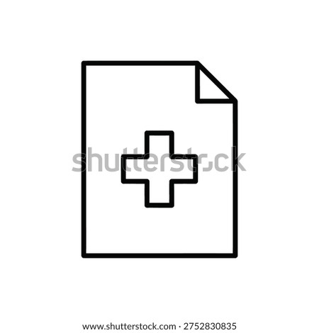 Medical document icon with a plus sign inside an open file