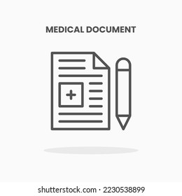 Medical Document icon vector illustration line style. Great design for web, app and more. Editable Stroke and pixel perfect.