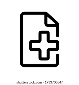 Icono de esquema de documento médico aislado en fondo blanco