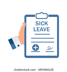 Medical document. Sick leave. Vector illustration isolated on white background.