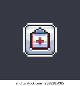 medical document sign in pixel art style