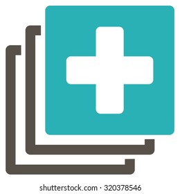 Medical Documents vector icon. Style is bicolor flat symbol, grey and cyan colors, rounded angles, white background.