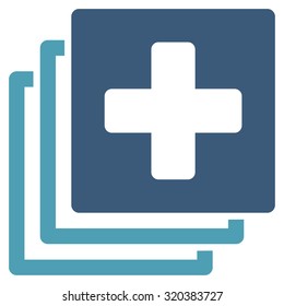 Medical Documents vector icon. Style is bicolor flat symbol, cyan and blue colors, rounded angles, white background.