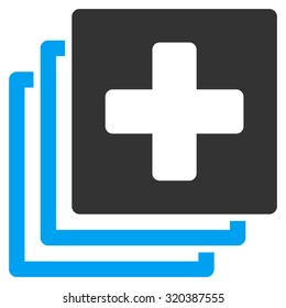 Medical Documents vector icon. Style is bicolor flat symbol, blue and gray colors, rounded angles, white background.