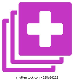 Medical Documents vector icon. Style is flat symbol, violet color, rounded angles, white background.