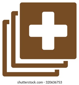 Medical Documents vector icon. Style is flat symbol, brown color, rounded angles, white background.