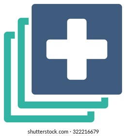 Medical Documents vector icon. Style is bicolor flat symbol, cobalt and cyan colors, rounded angles, white background.