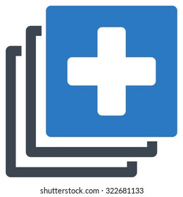 Medical Documents vector icon. Style is bicolor flat symbol, smooth blue colors, rounded angles, white background.