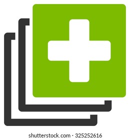 Medical Documents vector icon. Style is bicolor flat symbol, eco green and gray colors, rounded angles, white background.