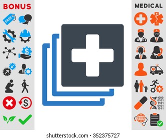 Medical Documents vector icon. Style is bicolor flat symbol, smooth blue colors, rounded angles, white background.