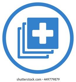 Medical Documents vector icon. Style is flat circled symbol, cobalt color, rounded angles, white background.