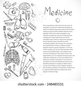 Medizinisches Doodle Hintergrunddesign Layout für Plakat Flyer Abdeckung Broschüre