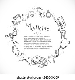 Medical Doodle Frame Background For Poster Flyer Cover Banner Brochure