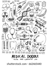 Medical Doodle Line Vector Set