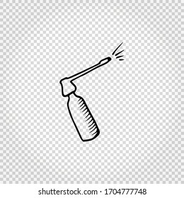 Medical doodle objects. Simple hand drawn medicinal spray. Vector illustration.