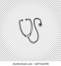 Medical doodle objects. Simple hand-drawn stethoscope. Vector illustration.