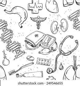 Medical Doodle Seamless Background