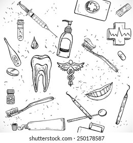 Medical doodle seamless background vector
