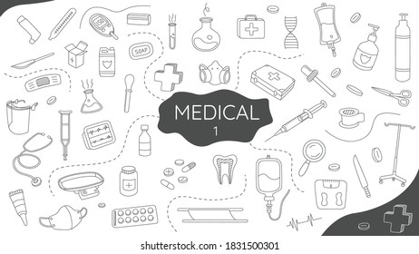volumen del conjunto de doodle médico 