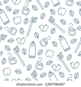 Medical drawing pattern Health care dentist oral hygiene vector drawing symbols dental floss toothpaste mint