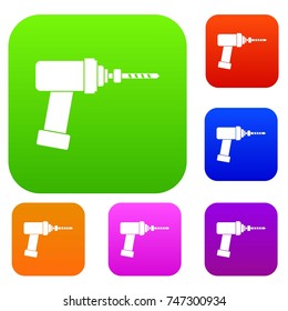 Medical drill set icon color in flat style isolated on white. Collection sings vector illustration
