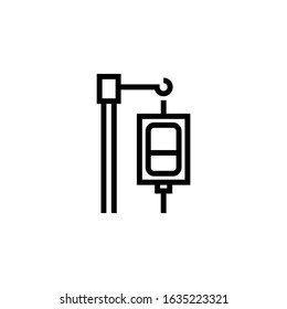 Medical drip icon vector in linear, outline style design isolated on white background, icon illustration, eps 10