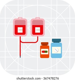 Medical drip and pill bottles
