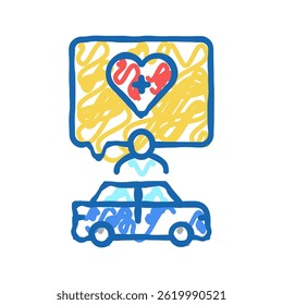 condições de condução médica ícone doodle esboço vetor. condições de condução médica sinal. símbolo isolado ilustração