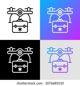 Medical Drone Delivery Thin Line Icon. Modern Vector Illustration.