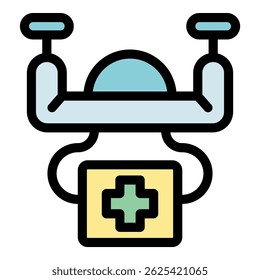 Medical drone quickly delivering a first aid kit, representing the future of healthcare with innovative technology