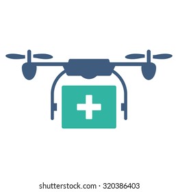 Medical Drone Shipment vector icon. Style is bicolor flat symbol, cobalt and cyan colors, rounded angles, white background.