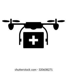 Medical Drone Shipment vector icon. Style is flat symbol, black color, rounded angles, white background.