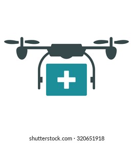 Medical Drone Shipment vector icon. Style is bicolor flat symbol, soft blue colors, rounded angles, white background.